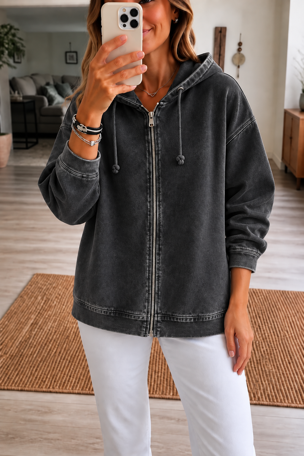 Jessica | Casual Zip-Up Hoodie with Washed Finish