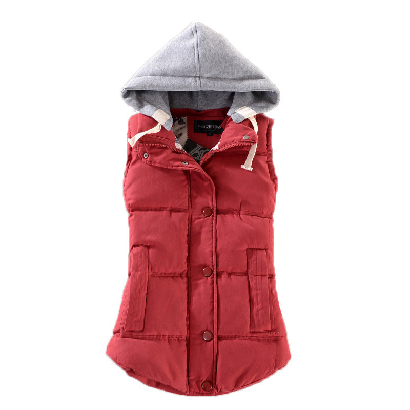 Women's Tailored Thermal Vest with Hood and Snap Button Placket