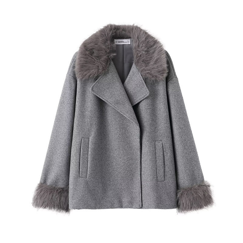 Wool Cape Coat with Wrap Collar for Women - Potter