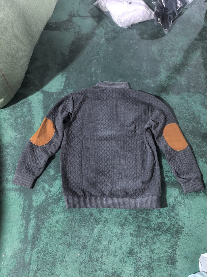 Ronan Stand Collar Button Henley Sweater - Elena Harper