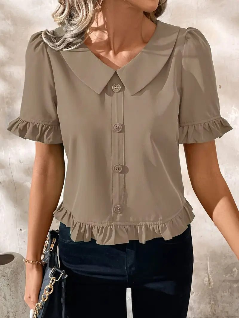 Foteini Elegant Short Sleeve Blouse, view 6 - Elena Harper
