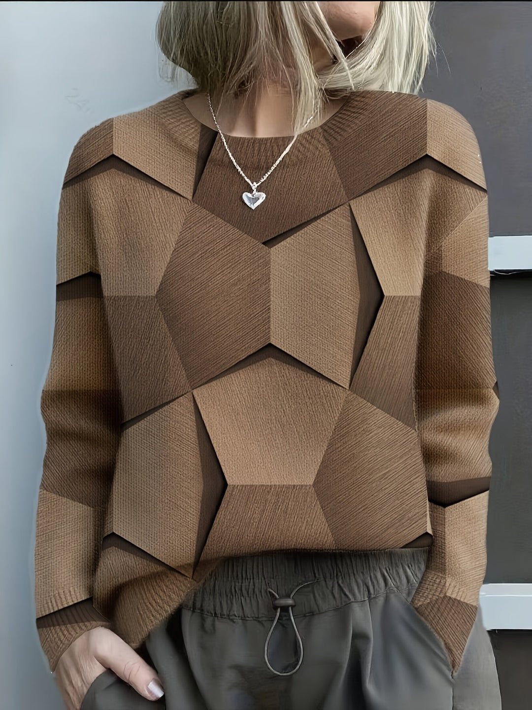 Helena | Modern Women's Knit Sweater with Geometric Pattern