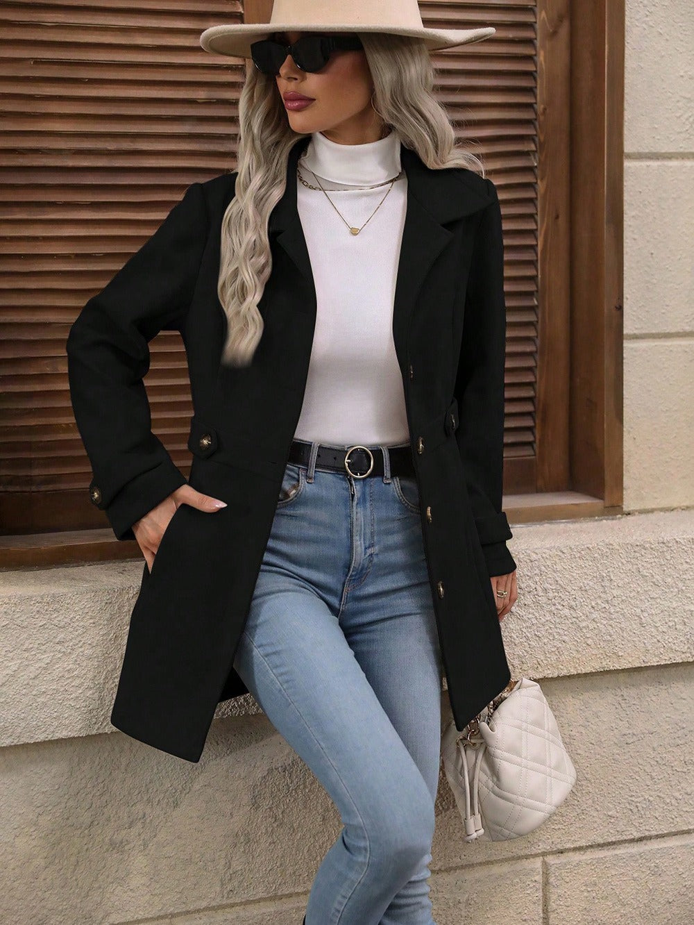 Autumn Women's Trench Coat Belted Tailored Mid-Season