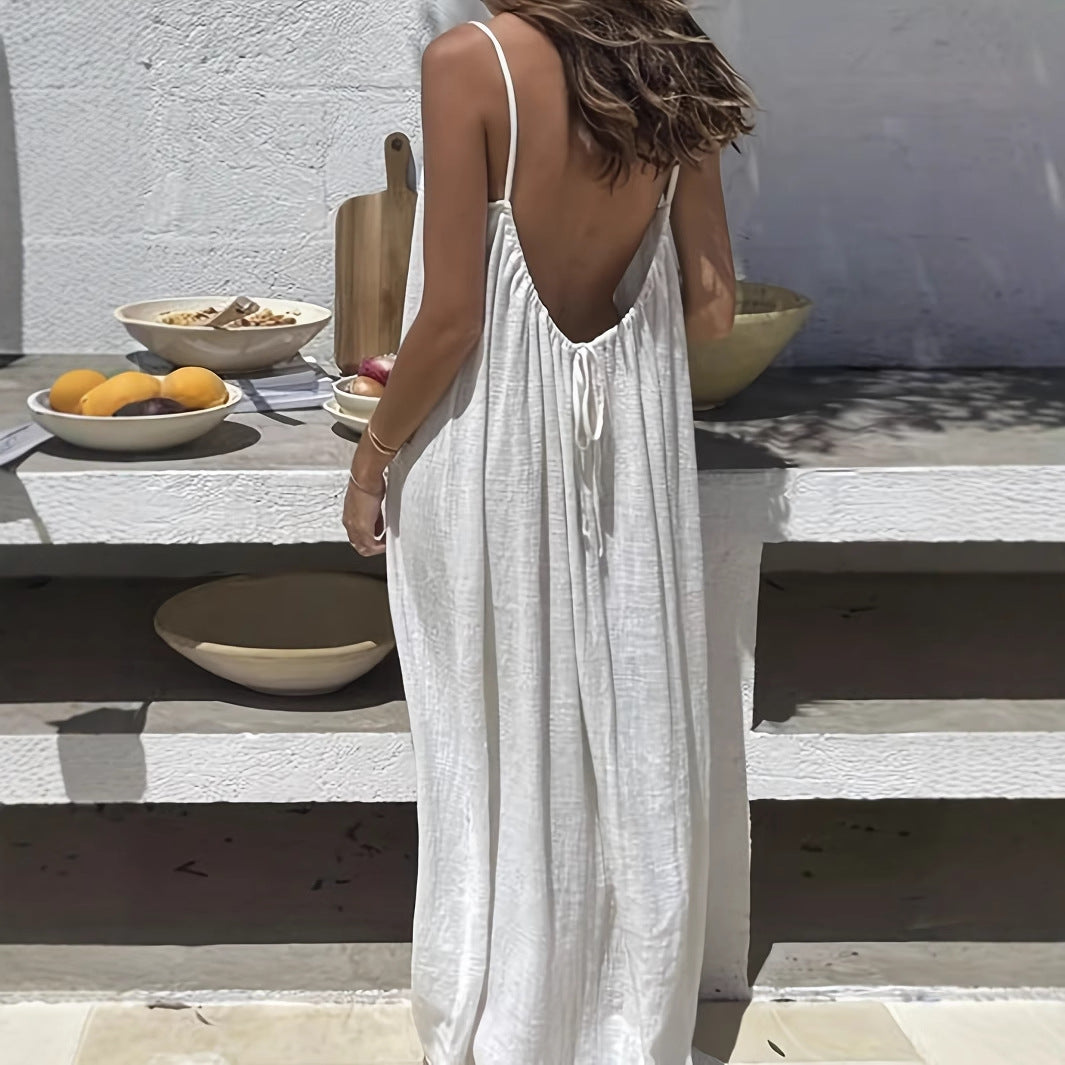Women’s Backless Loose Fit Long Homewear Dress