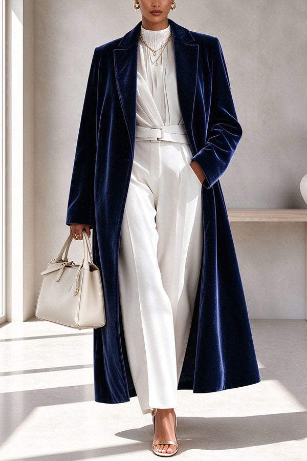 The Velvet Elegance Long Overcoat