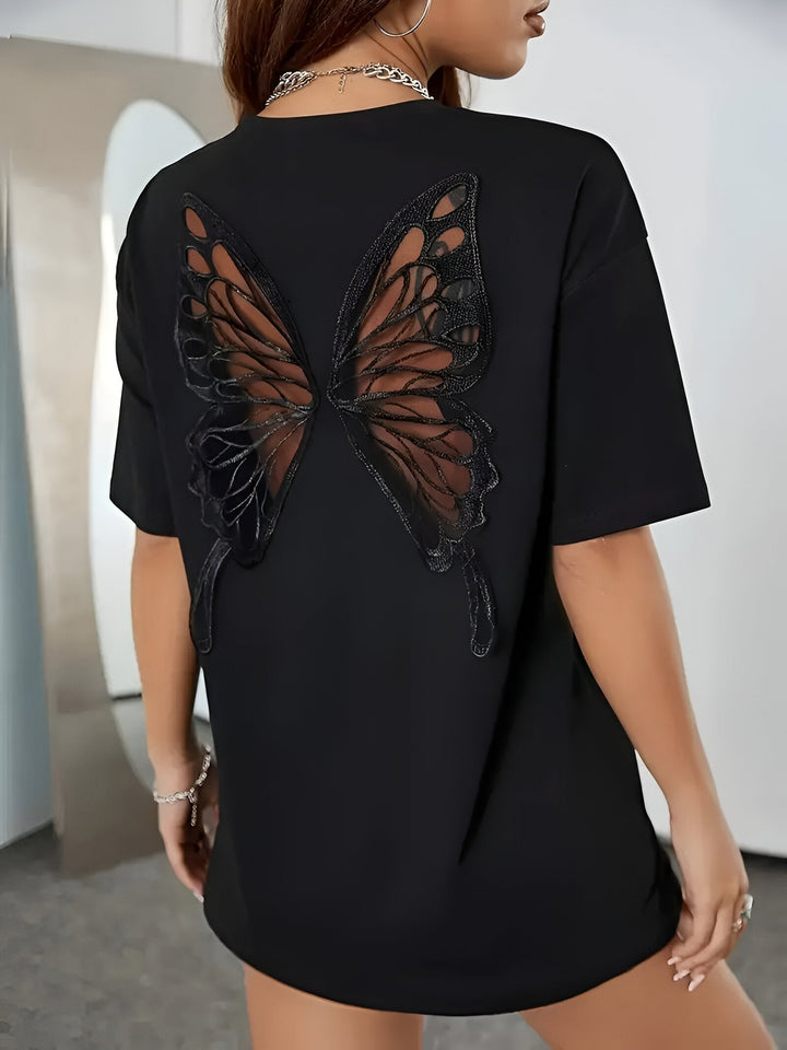 Bellamy - Cropped T-shirt with Butterfly Lace