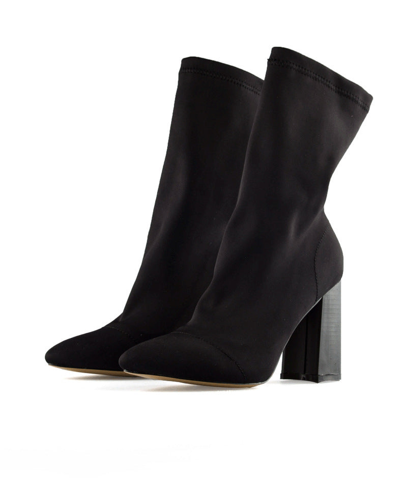 Soauzha - Thick Heeled Wool Boots