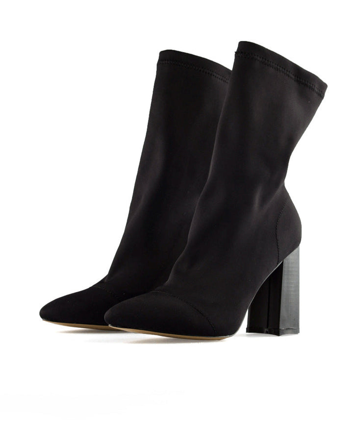 Soauzha - Thick Heeled Wool Boots