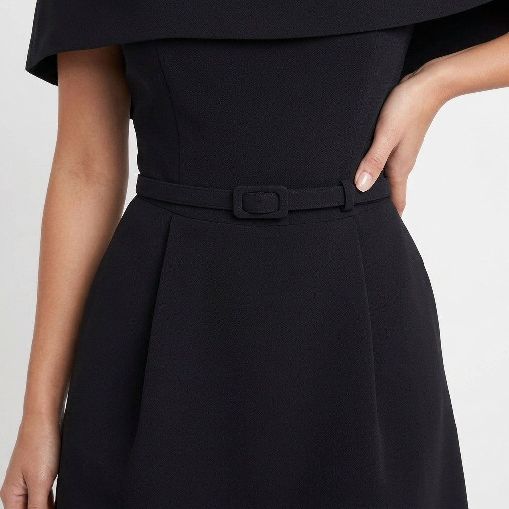 Black Off Shoulder A Line Dress