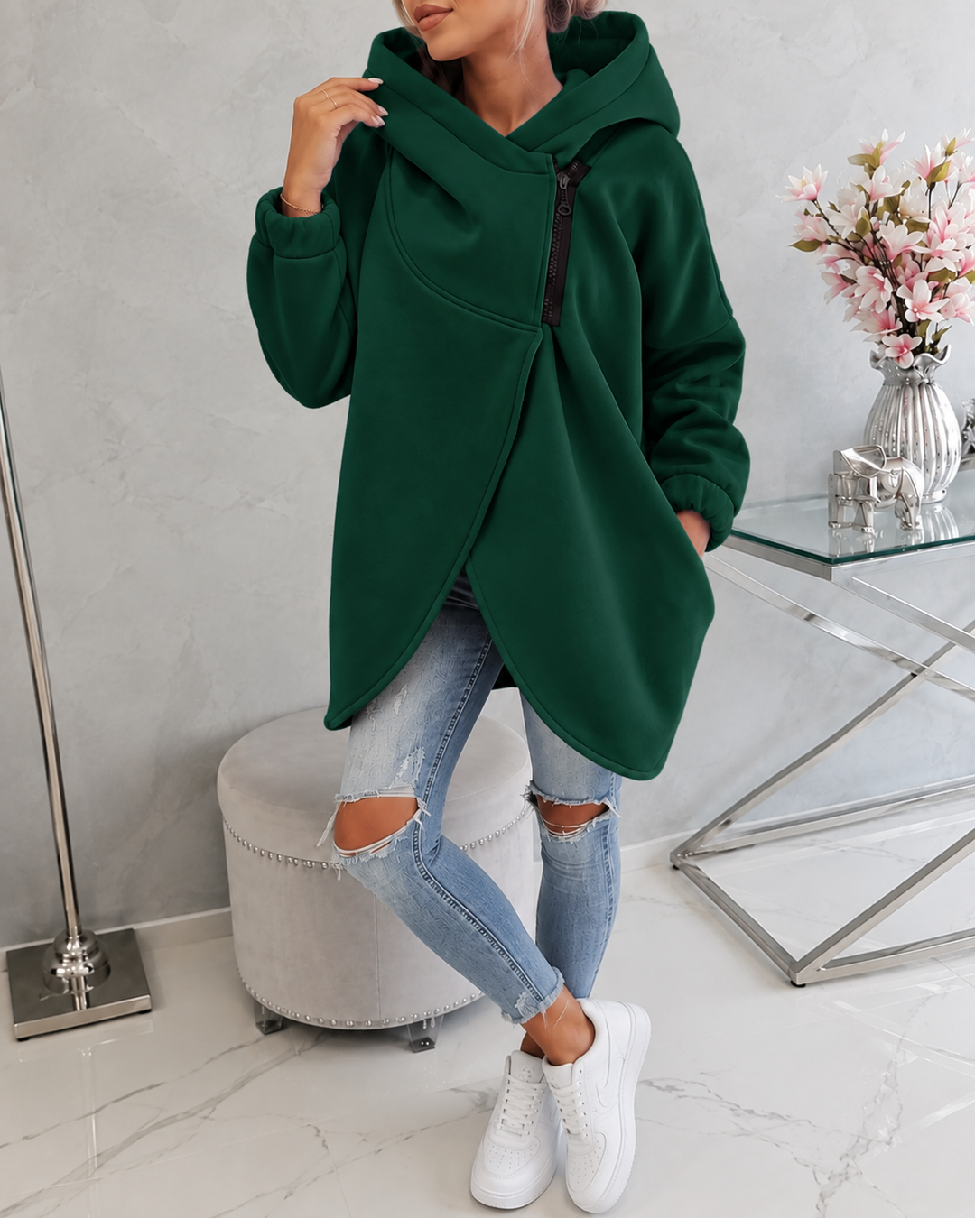 Tina™ | Comfortable Vest with Hood and Zipper