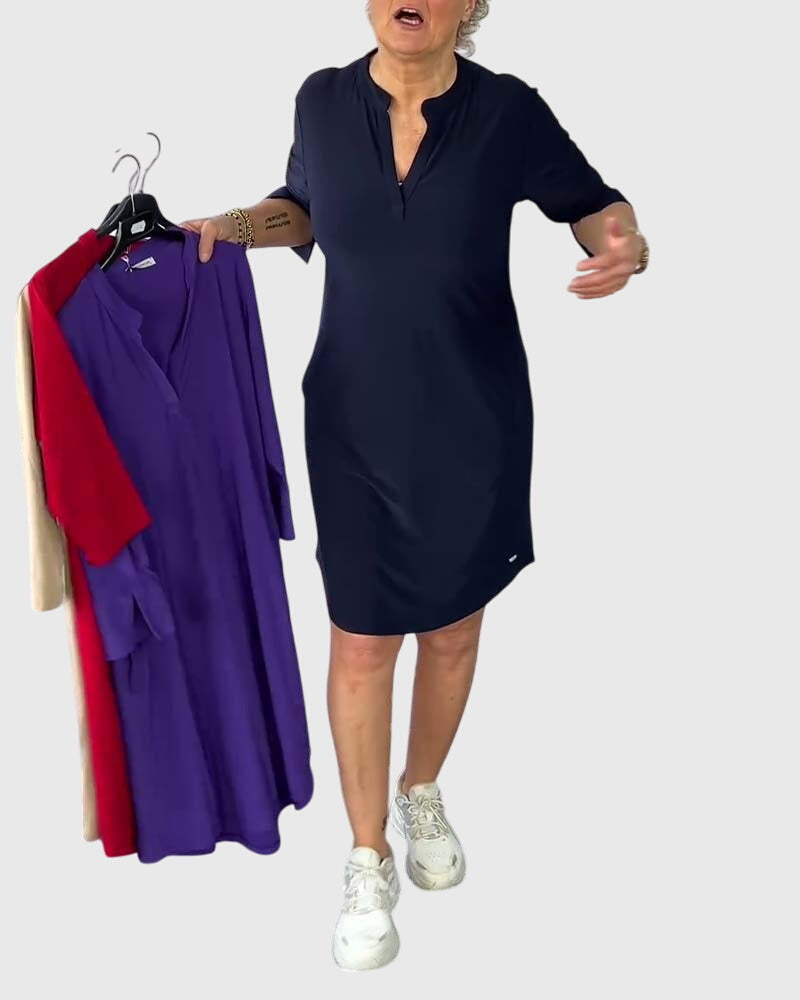 Katherine™  |  Solid V-neck Dress