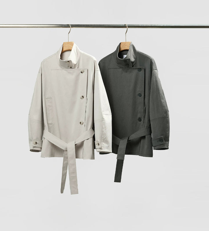 Women's Crossed Jacket with High Collar – Elegant Fitted Style Small Size