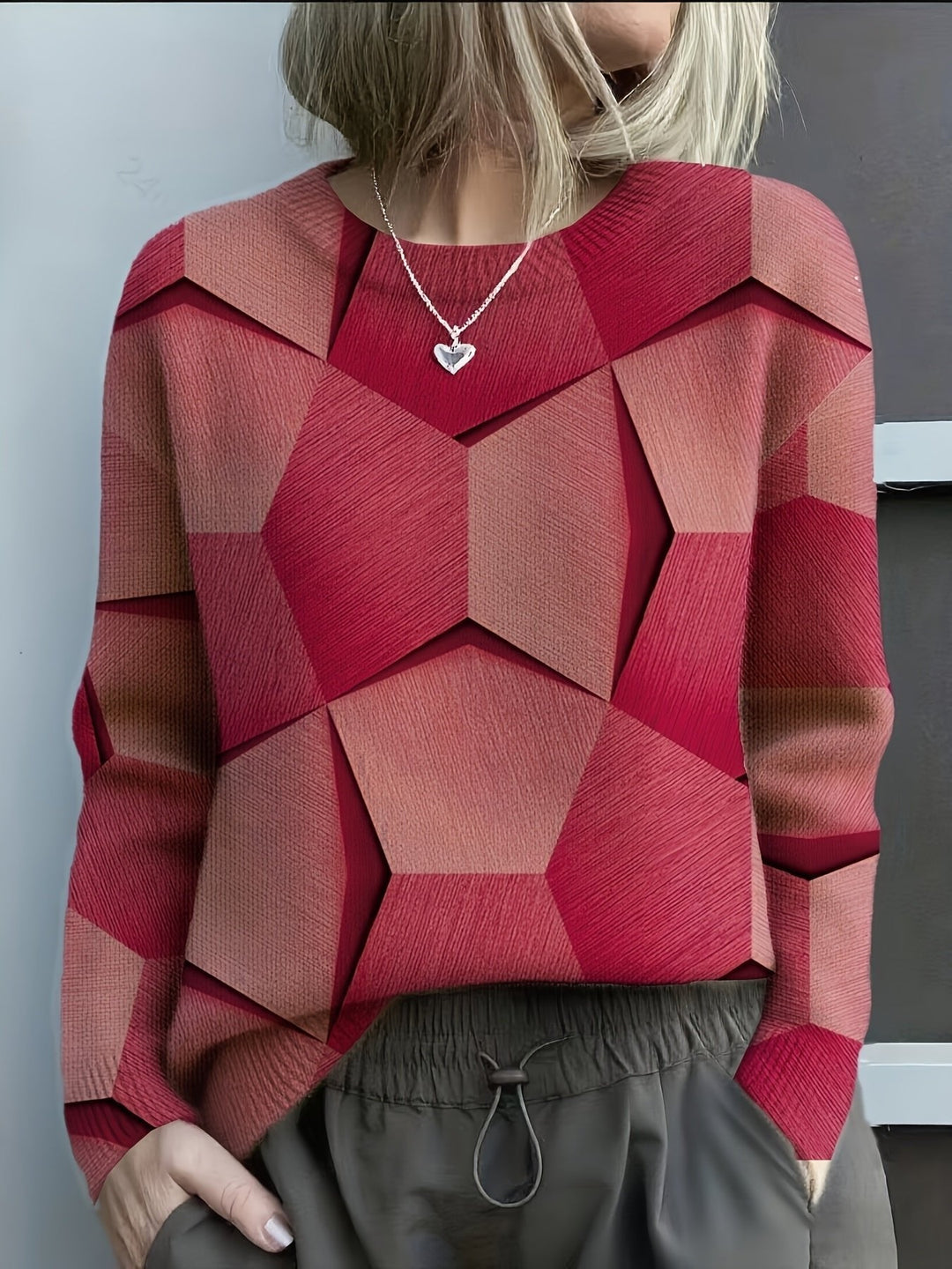 Helena | Modern Women's Knit Sweater with Geometric Pattern