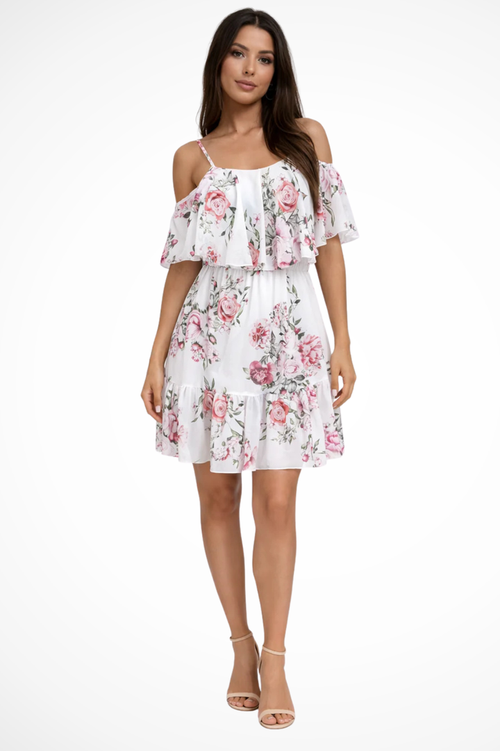 Women's Floral Off-Shoulder Ruffle Mini Dress