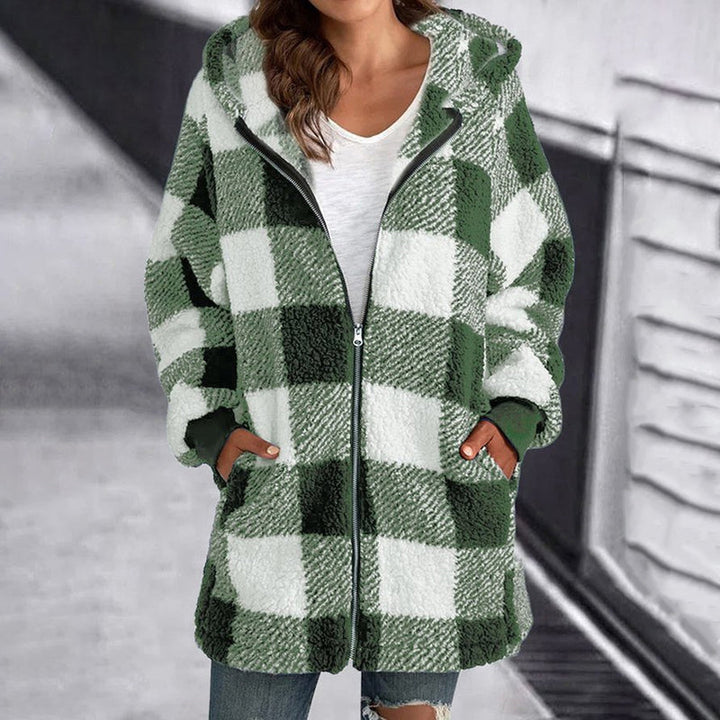 Casual Checkered Coat, view 3 - Elena Harper
