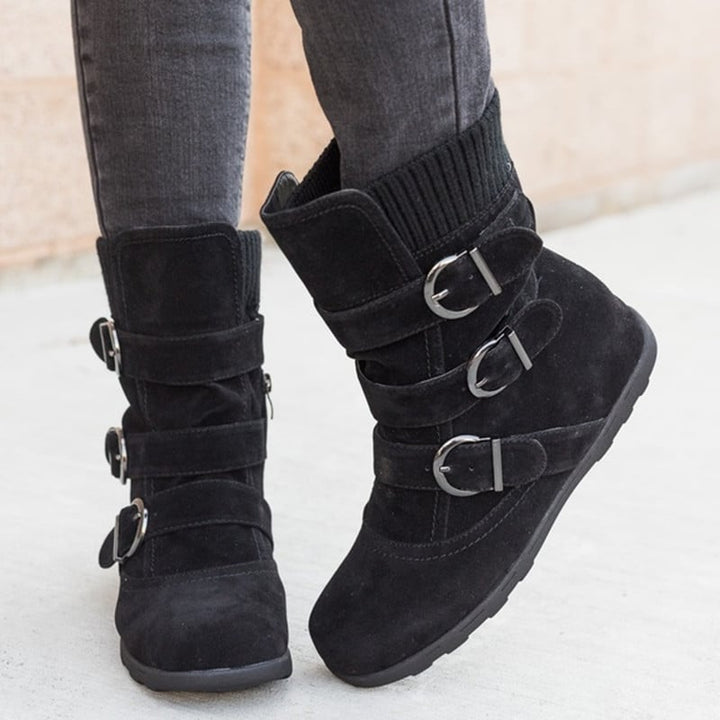 Adjustable Women's Boots with Suede Effect - Avenne