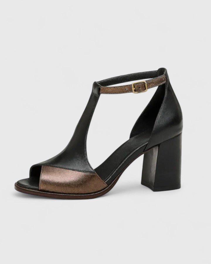 Aurora | Modern and Comfortable T-Strap Sandals with Block Heels