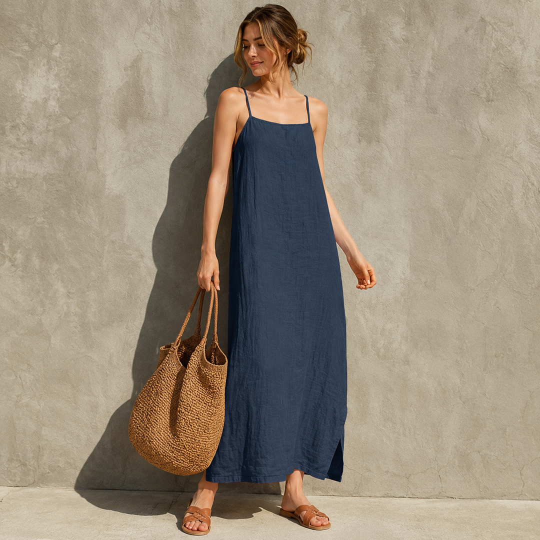 Ivara™ | Belly-Covering Linen-Look Maxi Dress