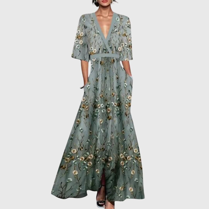 Elegant Candice™ spring dress by Emma & Rose Cape Town featuring floral print and lightweight fabric.