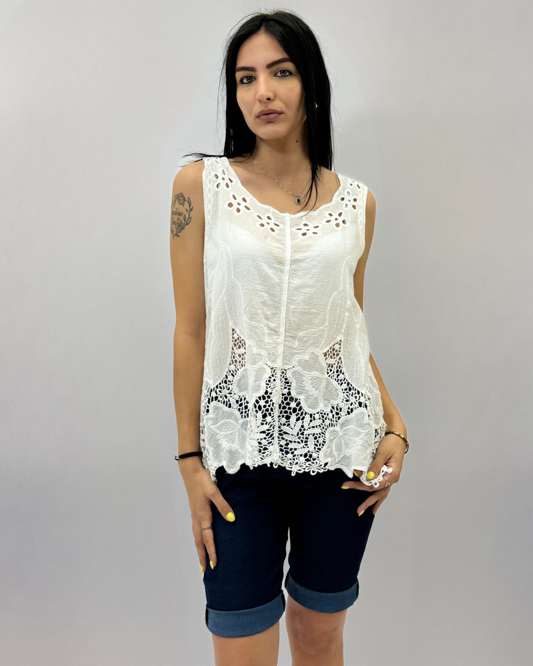 Yolande™  |  Sleeveless soft luxurious fabrics Blouse Details