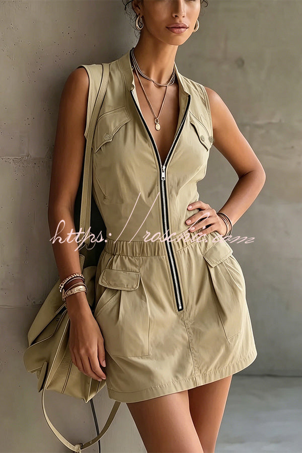 Luna Sleeveless Zip Cargo Dress