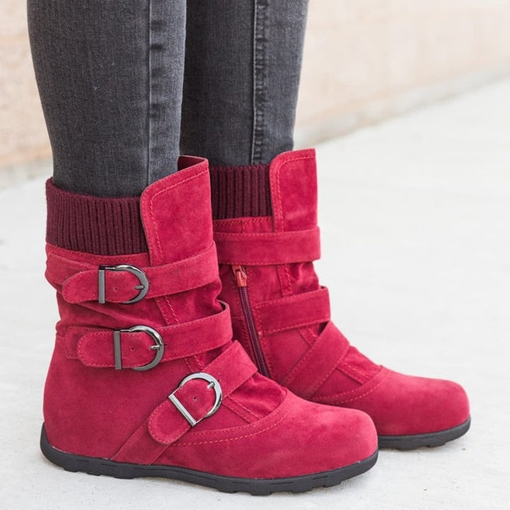 Women's Casual Boots with Buckles and Suede Detail - Amelie