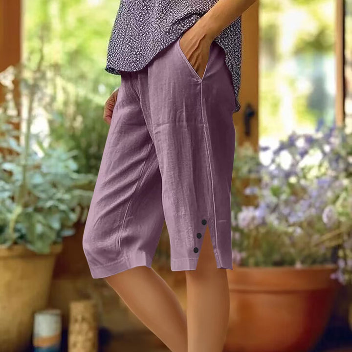 Solid Color Women's Capri Pants with Side Pockets