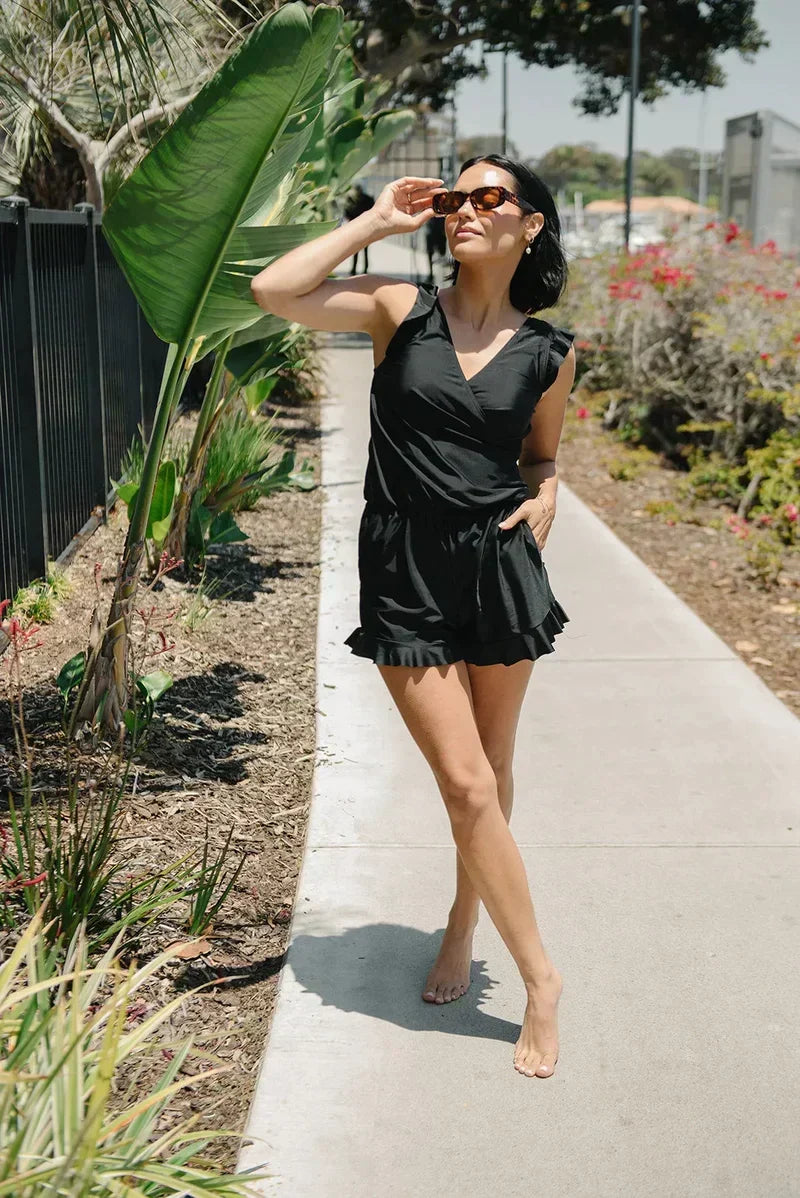 Women's One-Piece Swimsuit with Integrated Bra and Ruffled Sleeves | Ideal for Summer