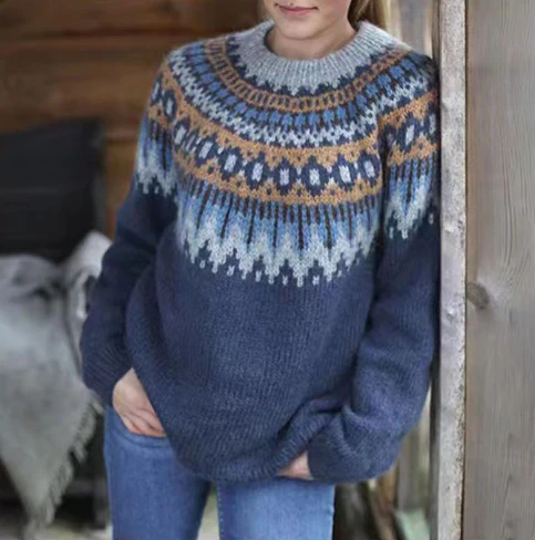 Klaudia | Cozy Wool Sweater with Nordic Pattern