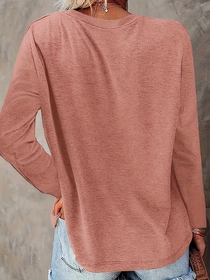 Levine Elegant Long Sleeve Tunic Top with Sunflower Prints, view 4 - Elena Harper