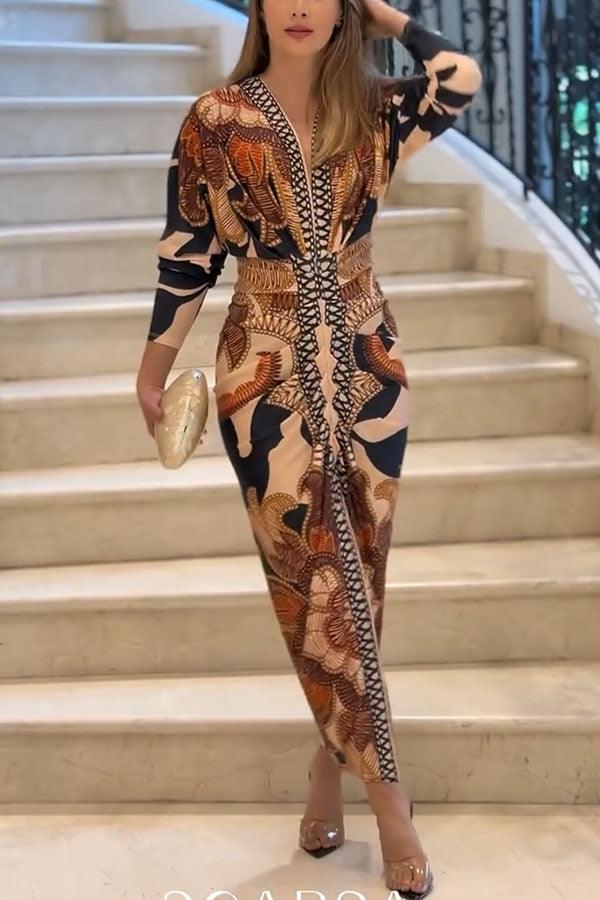 Eva Sun Escape Unique Print Dolman Midi Dress - Elena Harper