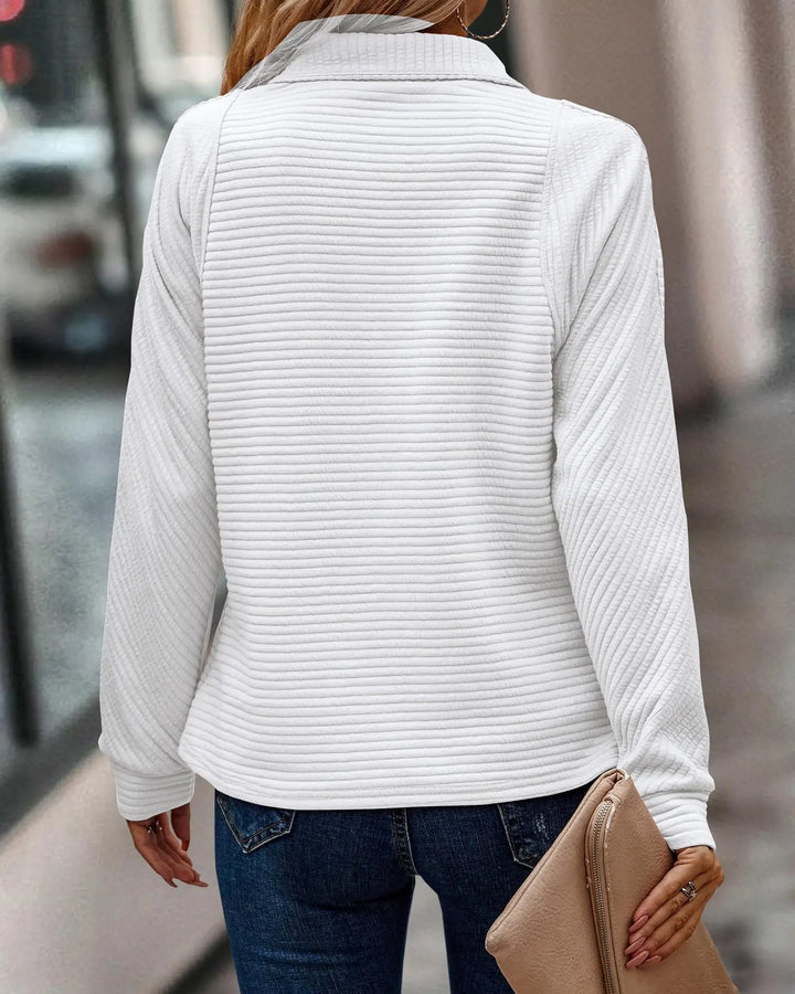 Priya - Elegant Ribbed Zip Neck Sweater