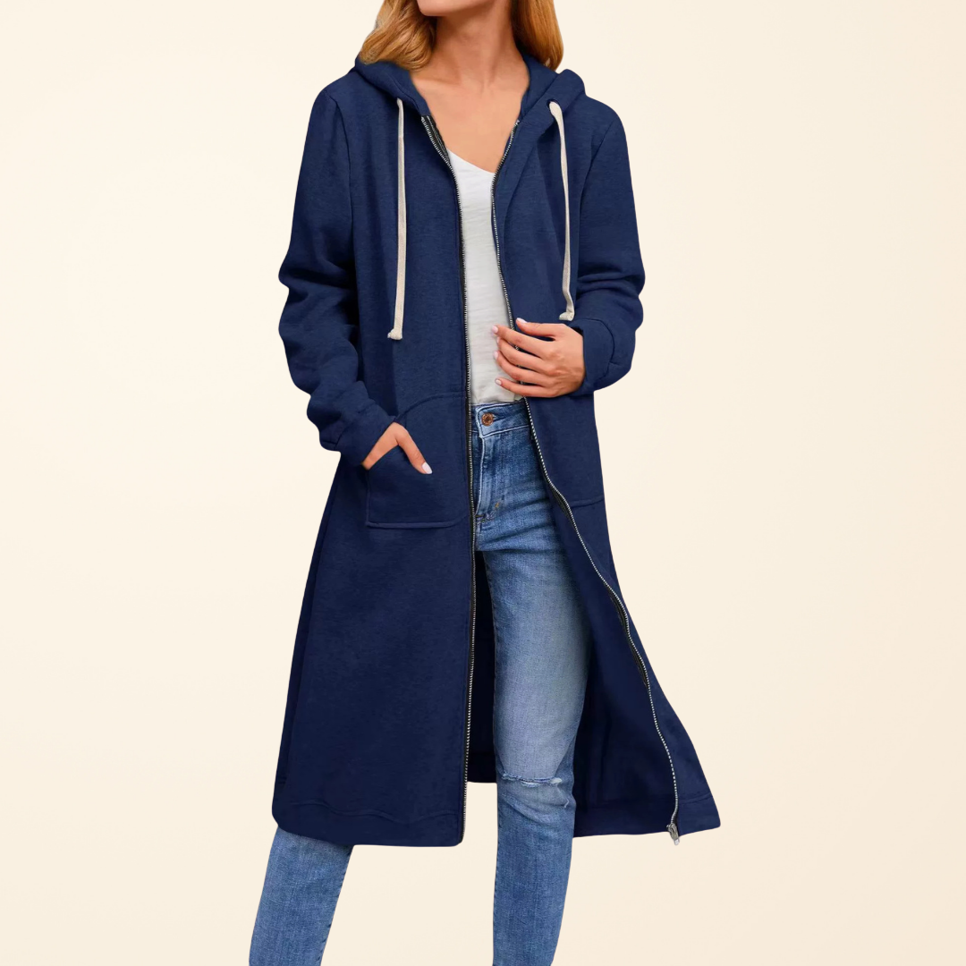Sophie - Elegant Maxi Zip-Up Hoodie Cardigan