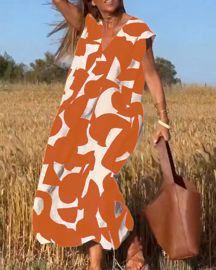 Sophie - V-neck Printed Maxi Dress