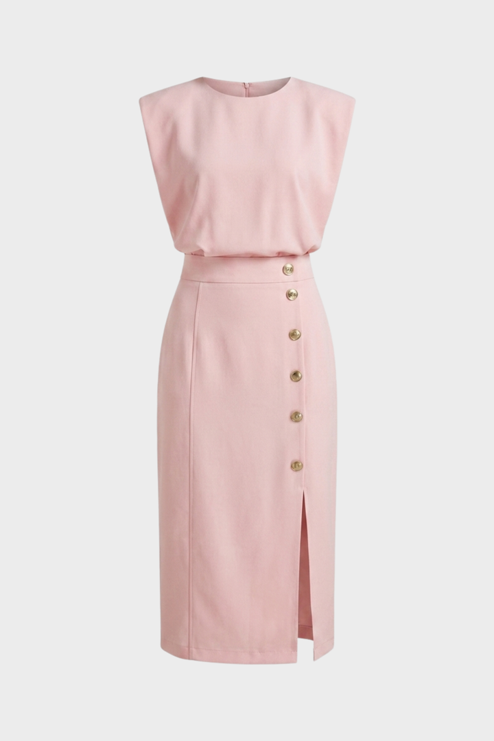 Women's Midi Dress Button | Sleeveless