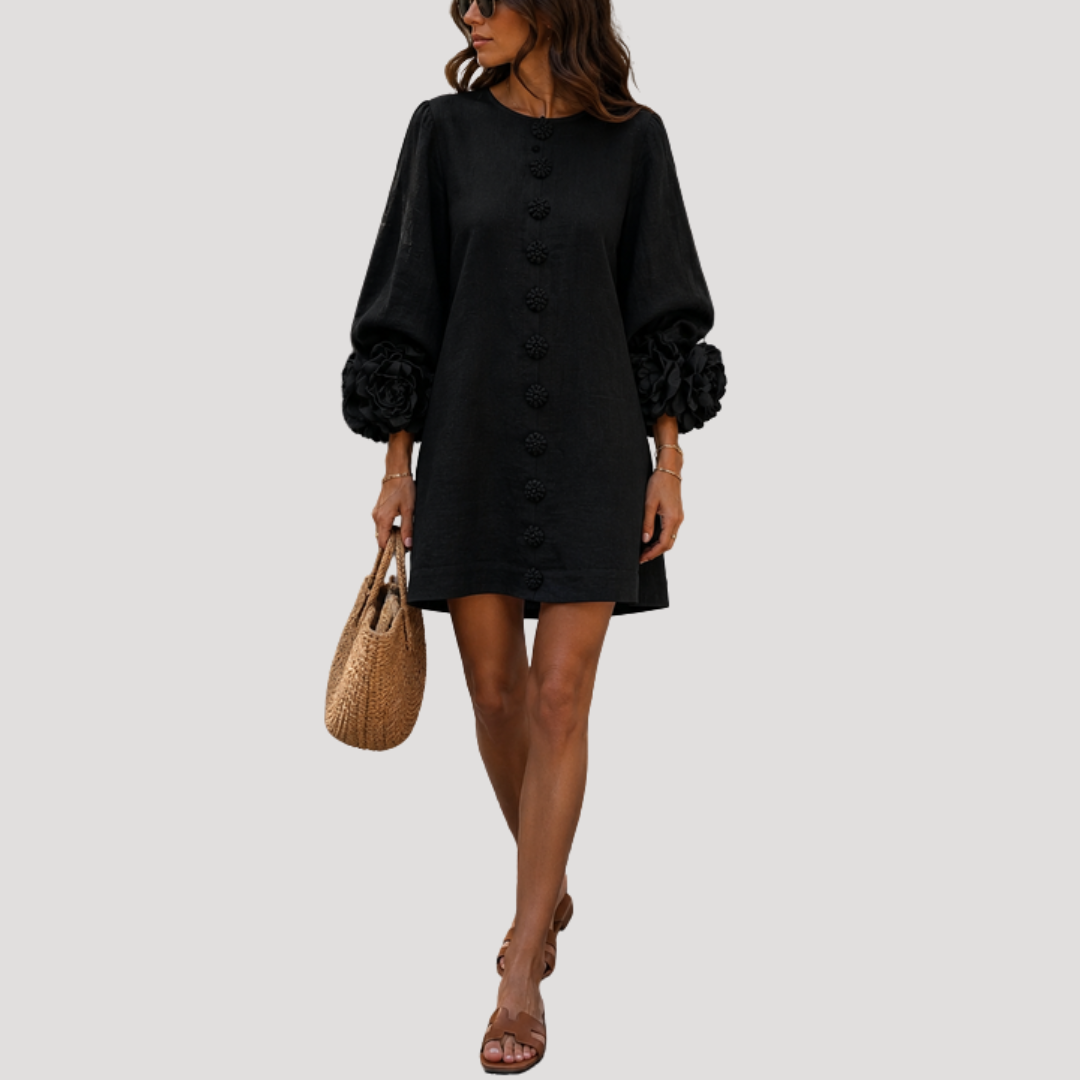 Women's Flared Mini Button Dress