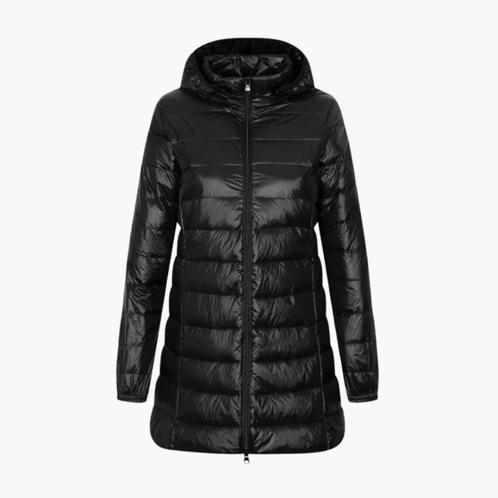 Women's Winter Down Jacket with Hood and Long Cut