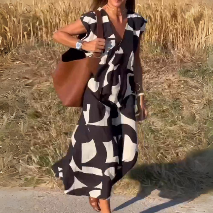 Elena™  |  Printed Dress V-neck