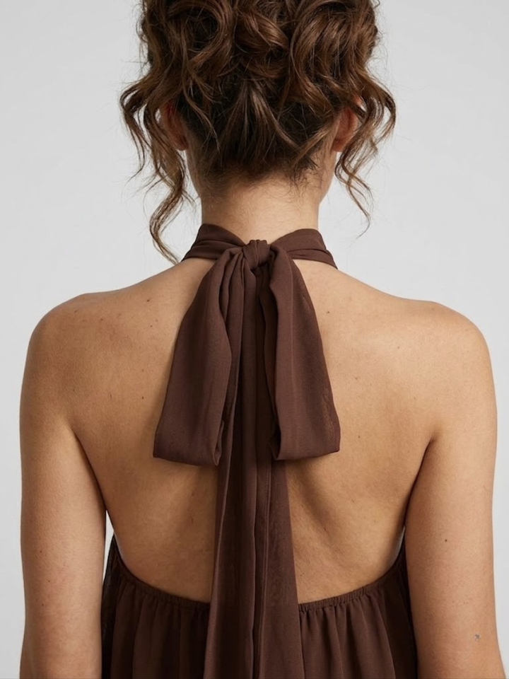Short Women's Dress Backless Halter Neck – Ruffled Summer Dress