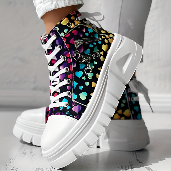 Elin™ | Comfortable High Sneakers with Denim
