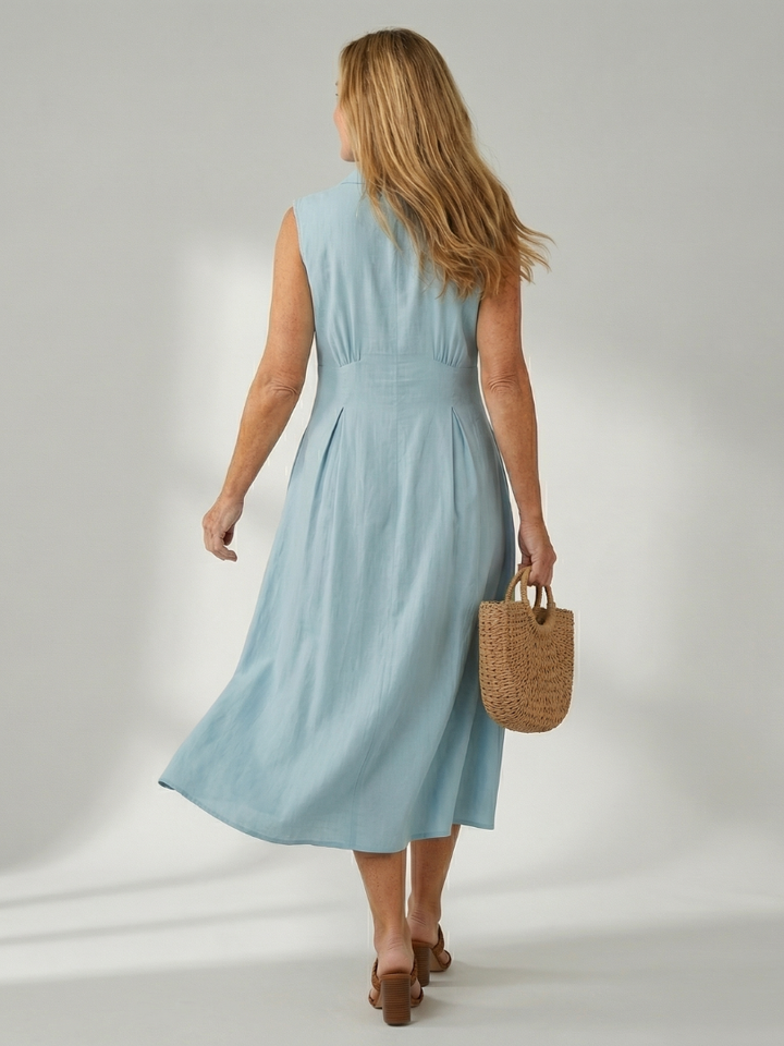 Women's Stack Button Midi Dress – Effortless Style