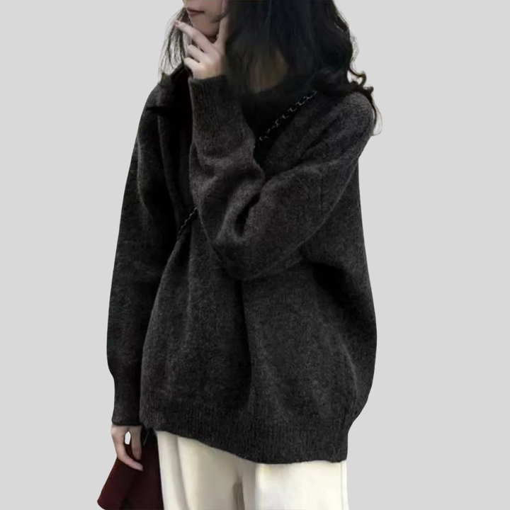 MIRIELLE Comfy Long Sleeve Round Neck Sweater, view 9 - Elena Harper