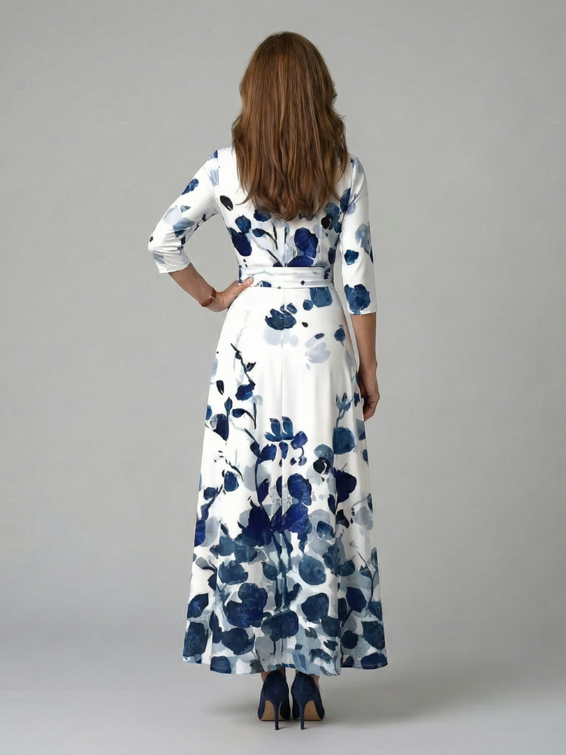 Celine Cross Wrap Neck Midi Dress - Elena Harper