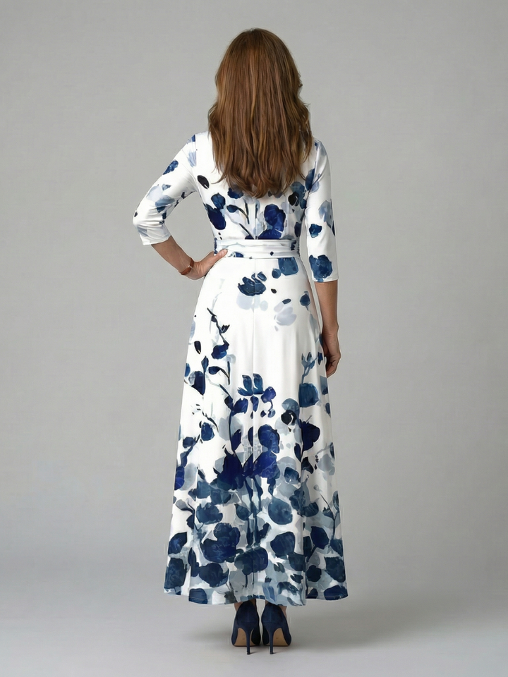 Celine Cross Wrap Neck Midi Dress - Elena Harper
