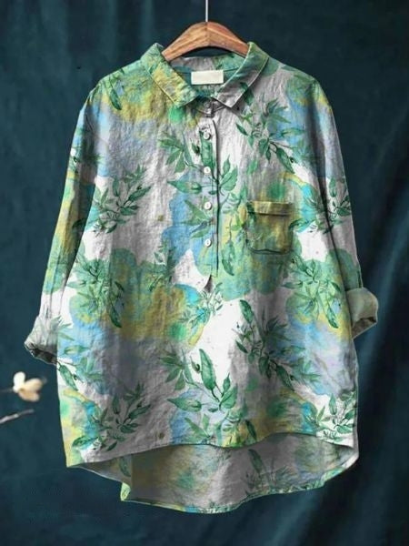 Bella | Women's Floral Button Front Pocket Blouse