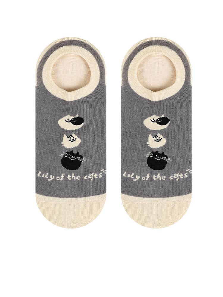 Cartoon Kitty Boat Socks