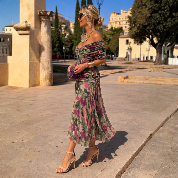 Mikaela™ | Belly-Camouflaging Off-Shoulder Maxi Dress