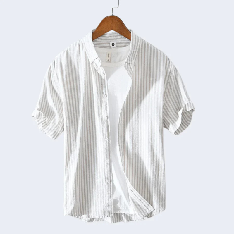 Short Sleeve Button-Up Shirt for Men - Stripes