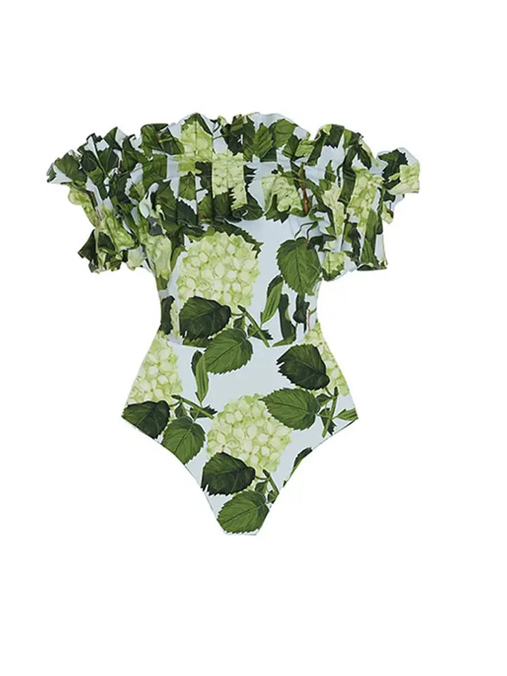 Ruffle Hydrangea Bandeau Bikini Set – Floral Sweet Style