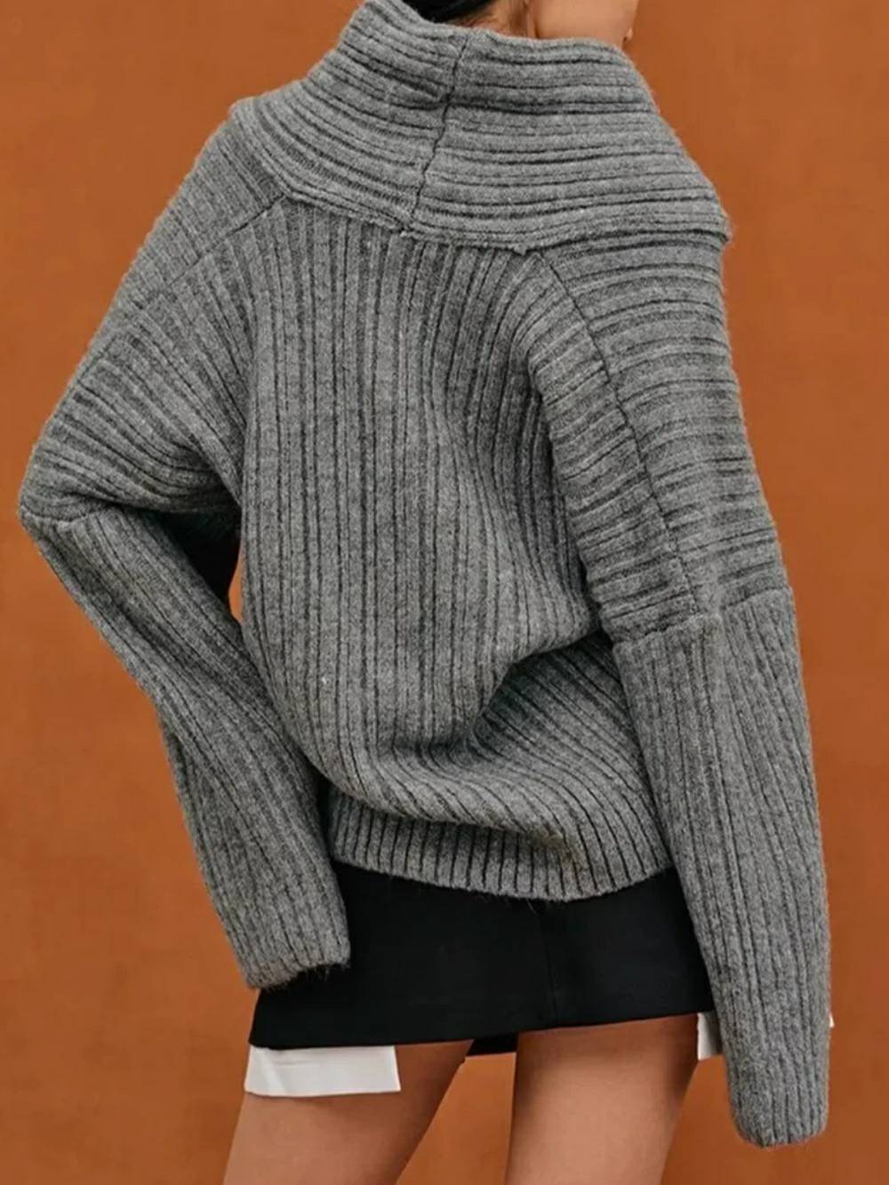 Oversized High Roll Knit Pullover, view 5 - Elena Harper